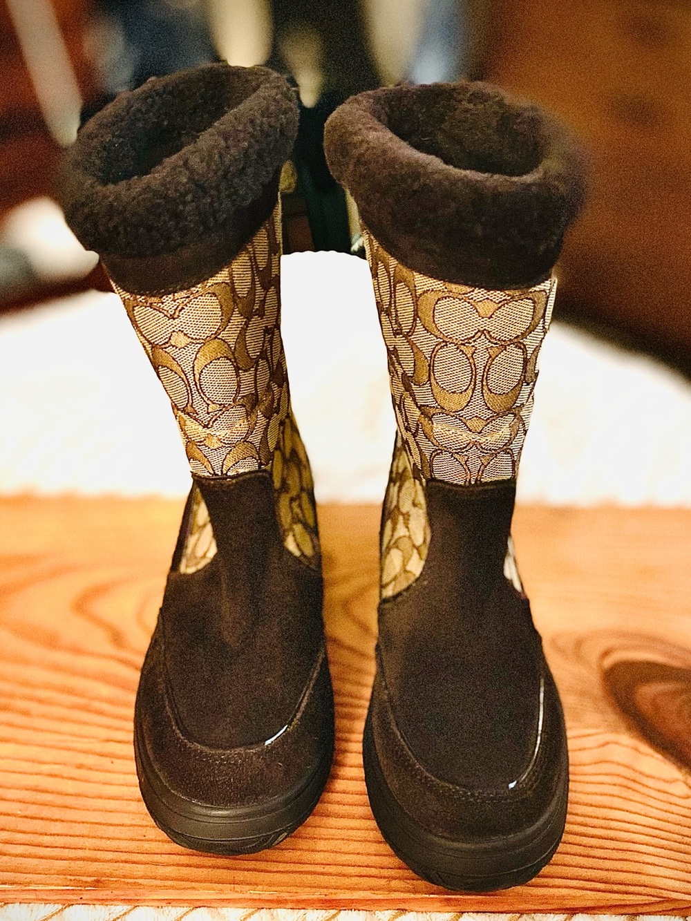 Coach Signature Suede Winter Boots